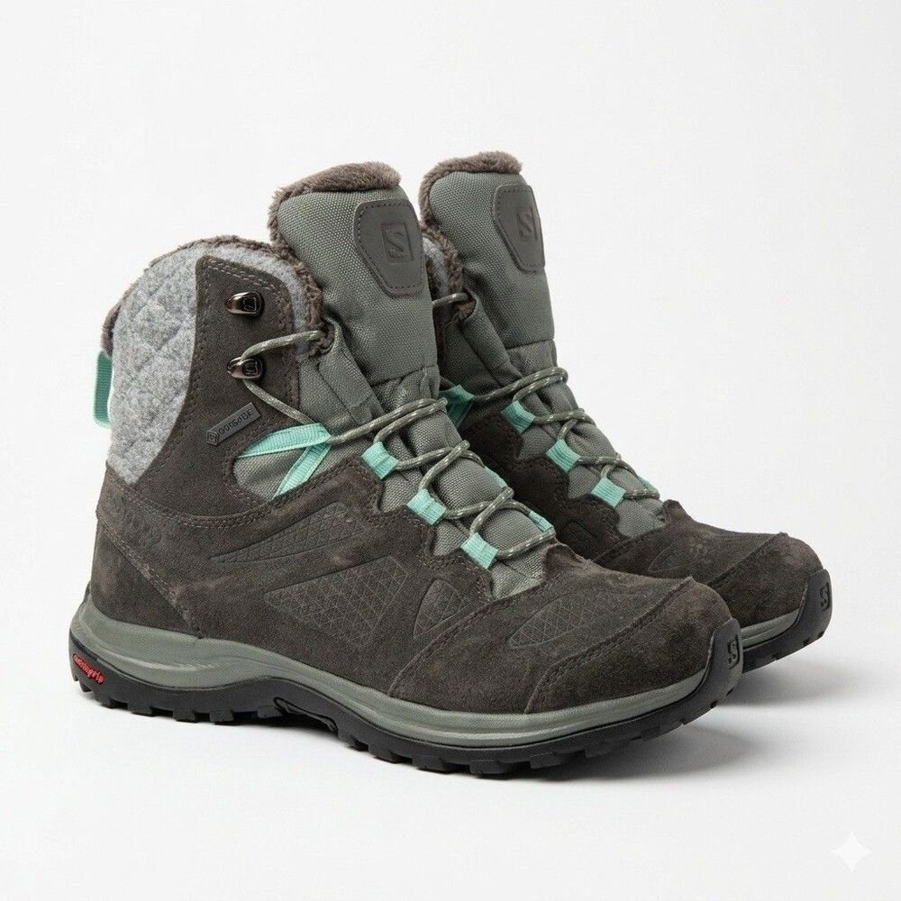 Salomon Ellipse Gore Tex Winter Hiking Boots Womens 7 Grey Waterproof Gorpcore